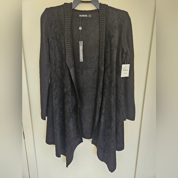 BLANKNYC Denim Faux Suede Drape Front Sweater - Picture 2 of 12